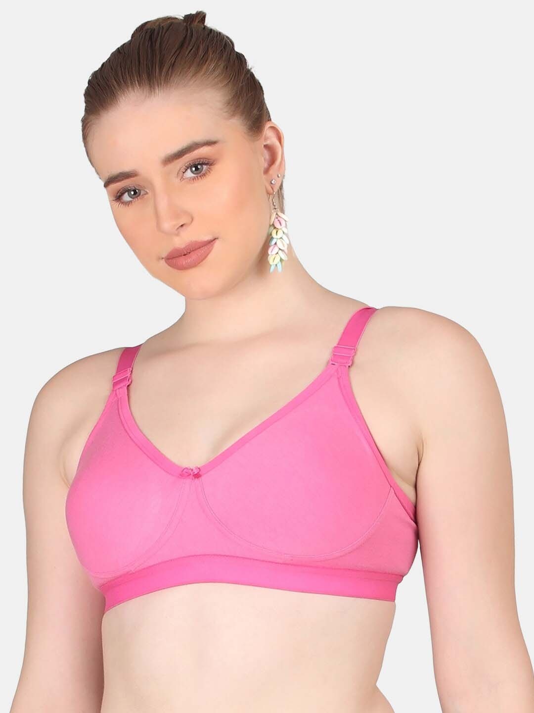 

POOJA RAGENEE All Day Comfort Cotton Bra Full Coverage, Pink