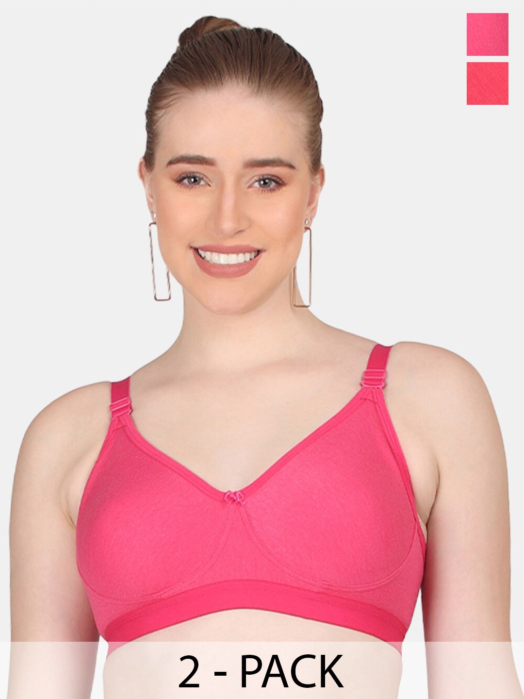 

POOJA RAGENEE Pack Of 2 All Day Comfort Cotton Bra Full Coverage, Red