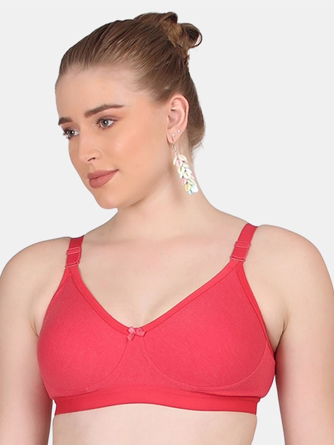 

POOJA RAGENEE All Day Comfort Cotton Bra Full Coverage, Red