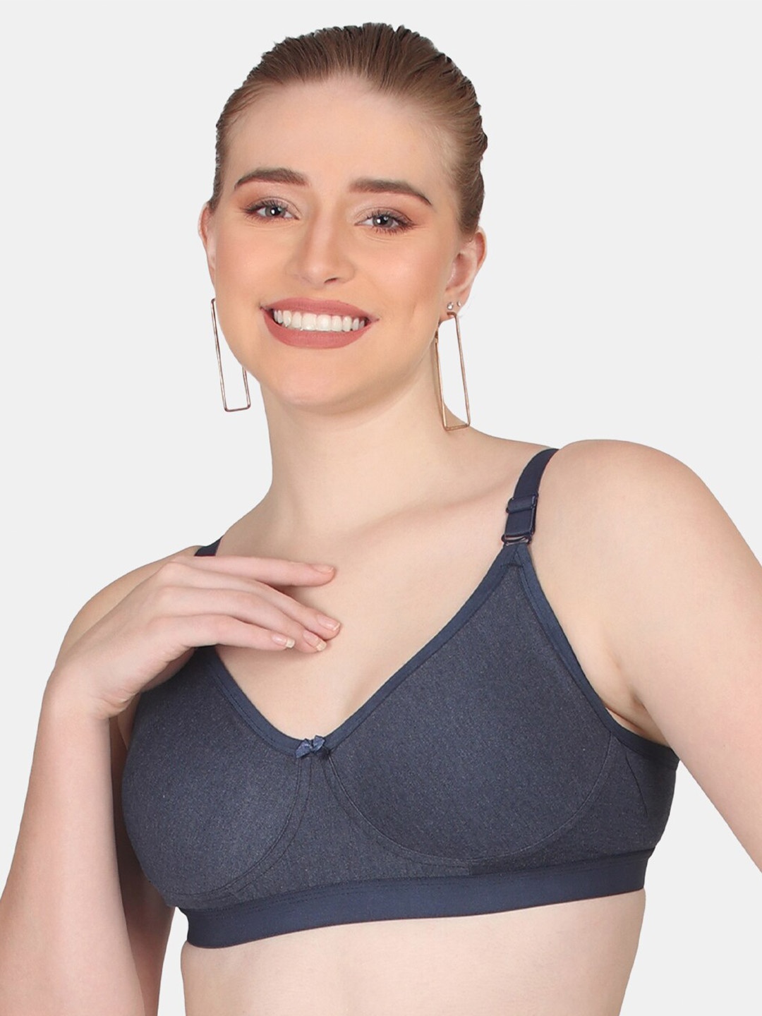 

POOJA RAGENEE All Day Comfort Cotton Bra Full Coverage, Grey