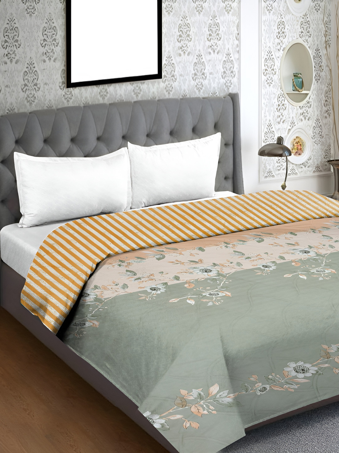 

RRC Peach Floral Microfiber Mild Winter 150 GSM Double Bed Comforter