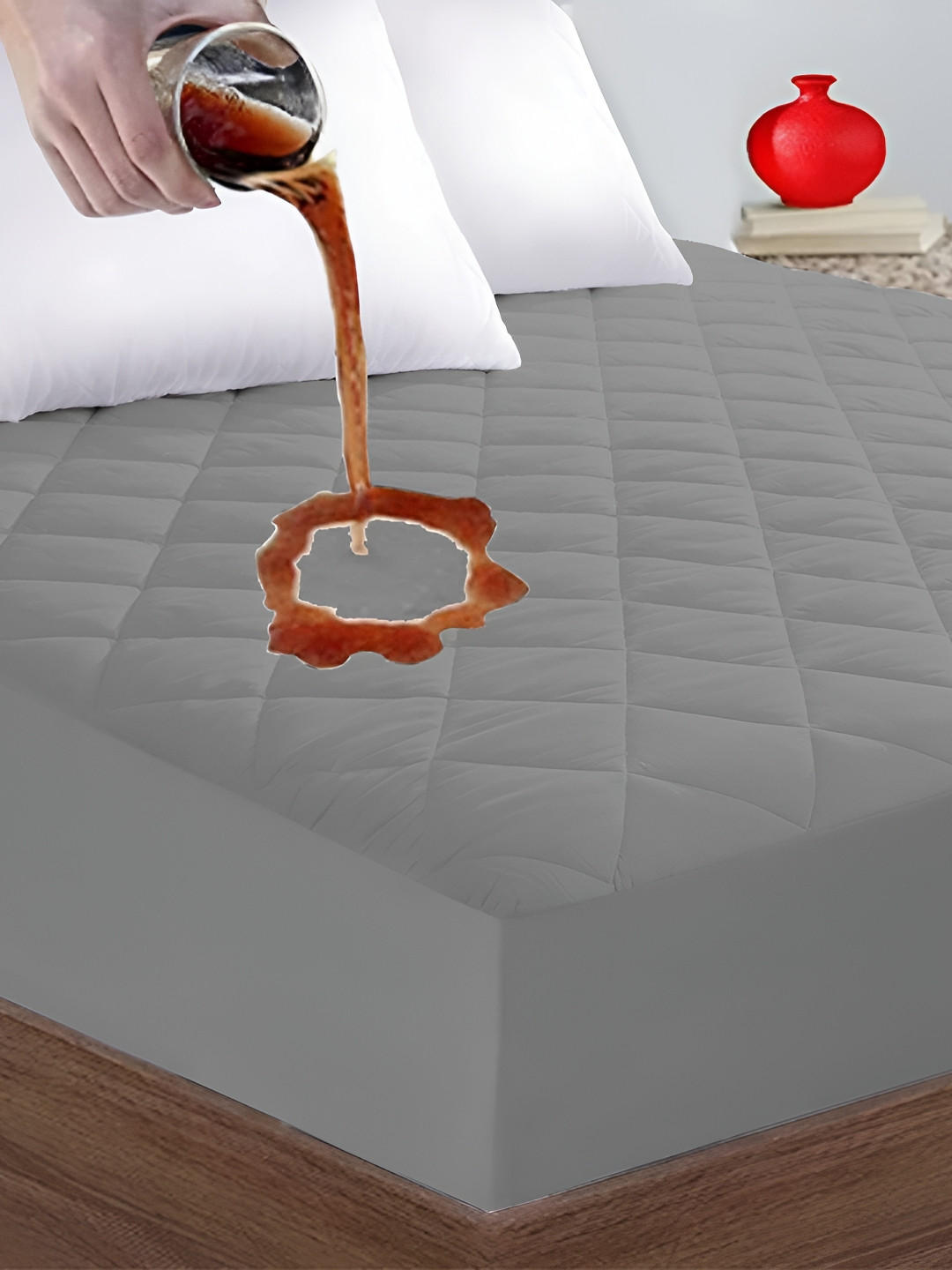 

LINENOVATION Grey Breathable Single Mattress Protector