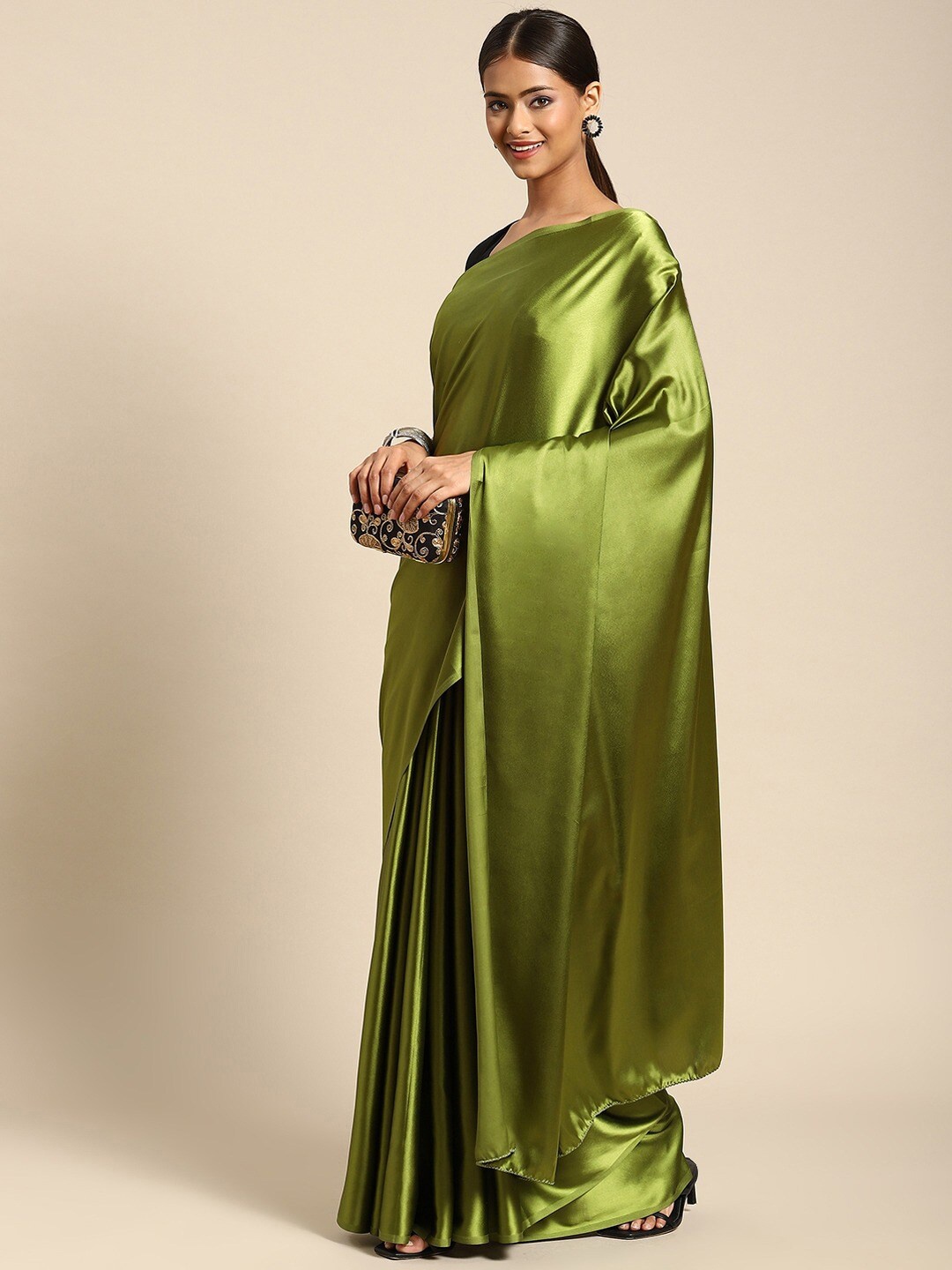 

Stylefables Satin Saree, Green