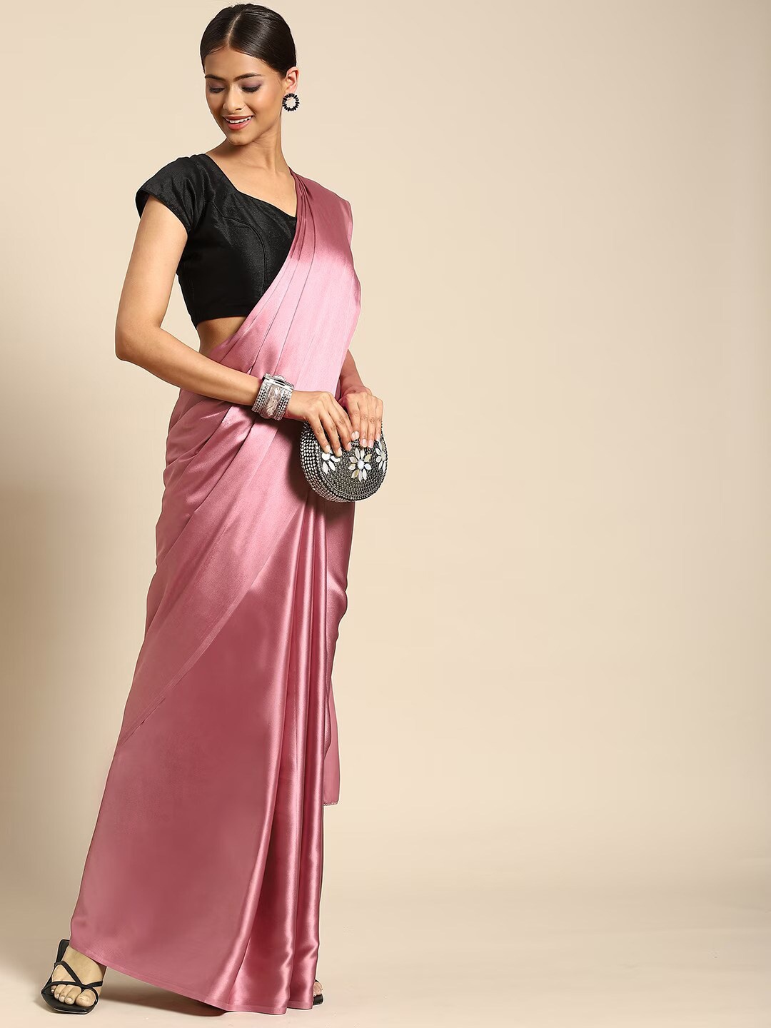 

Stylefables Satin Saree, Pink