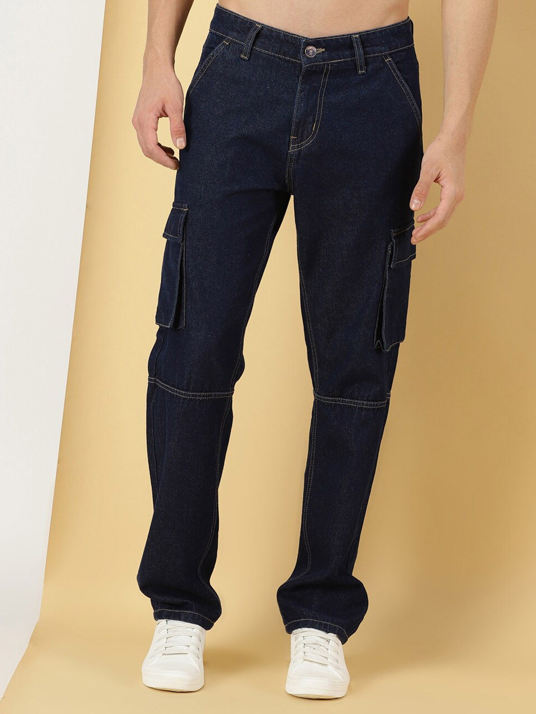 

Thomas Scott Men Comfort Mid Rise Relaxed Fit Pure Cotton Jeans, Blue