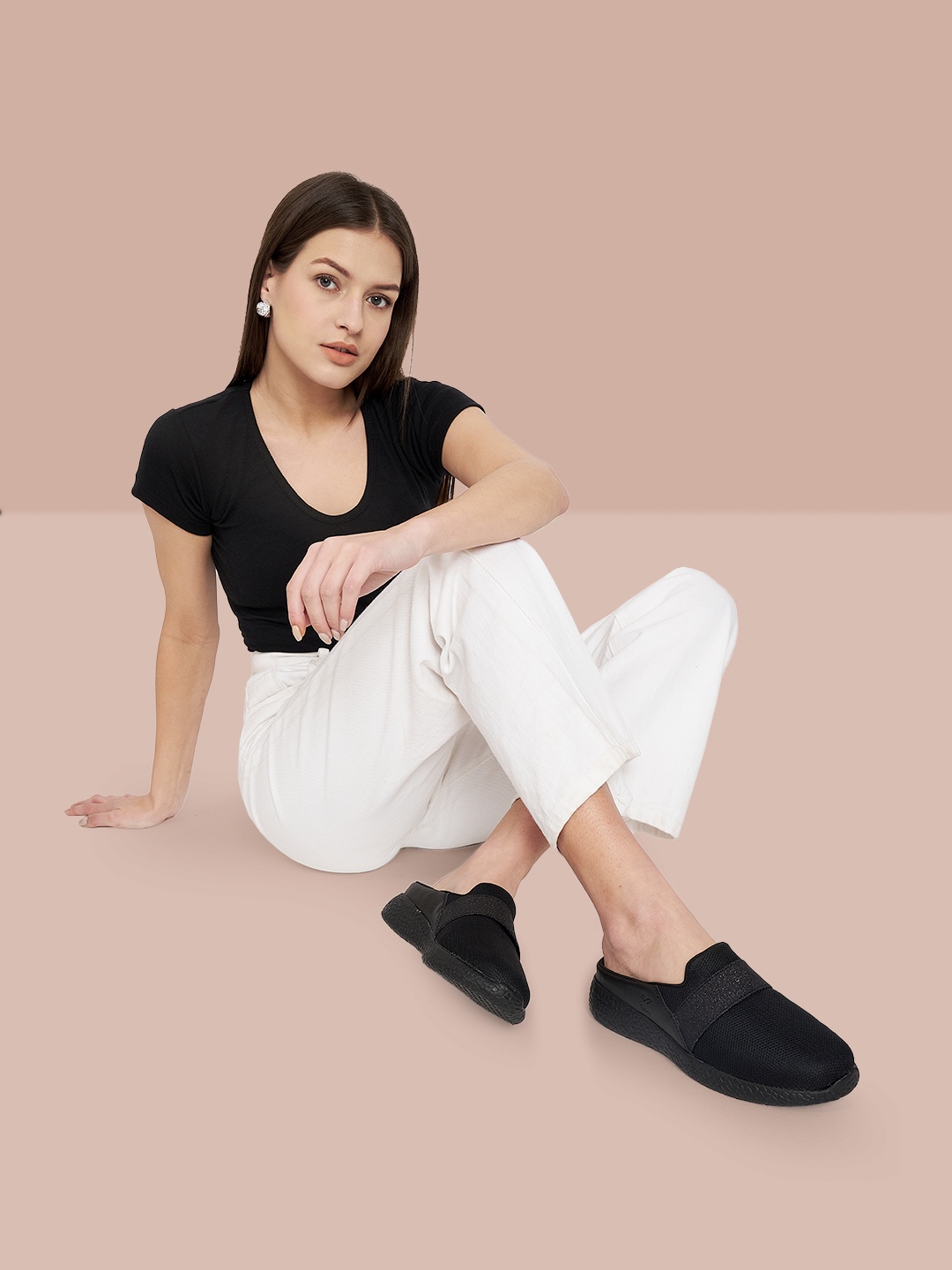 

KazarMax Women Printed Mesh Mule Sneakers, Black