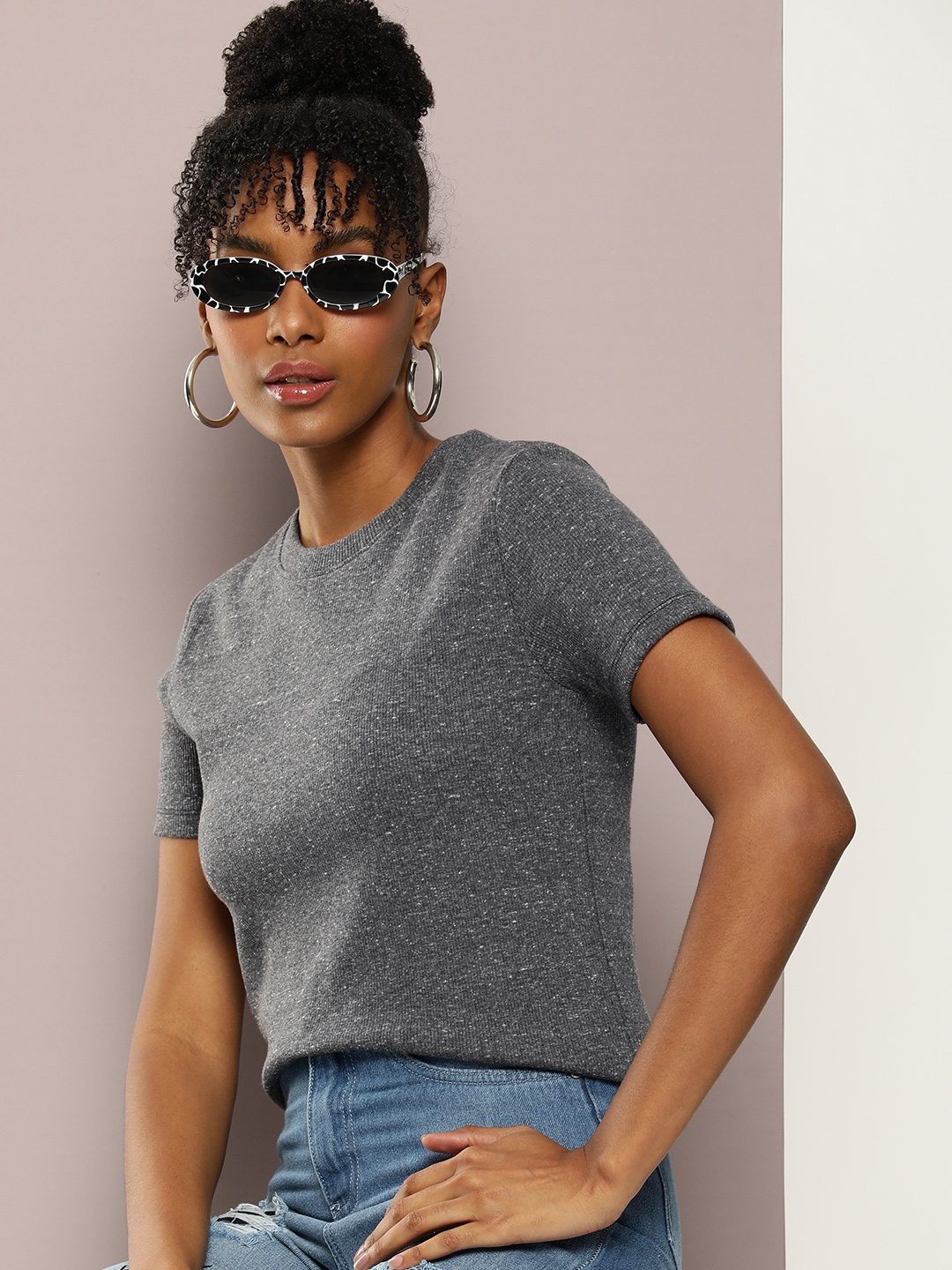 

Kook N Keech Ribbed T-shirt, Charcoal