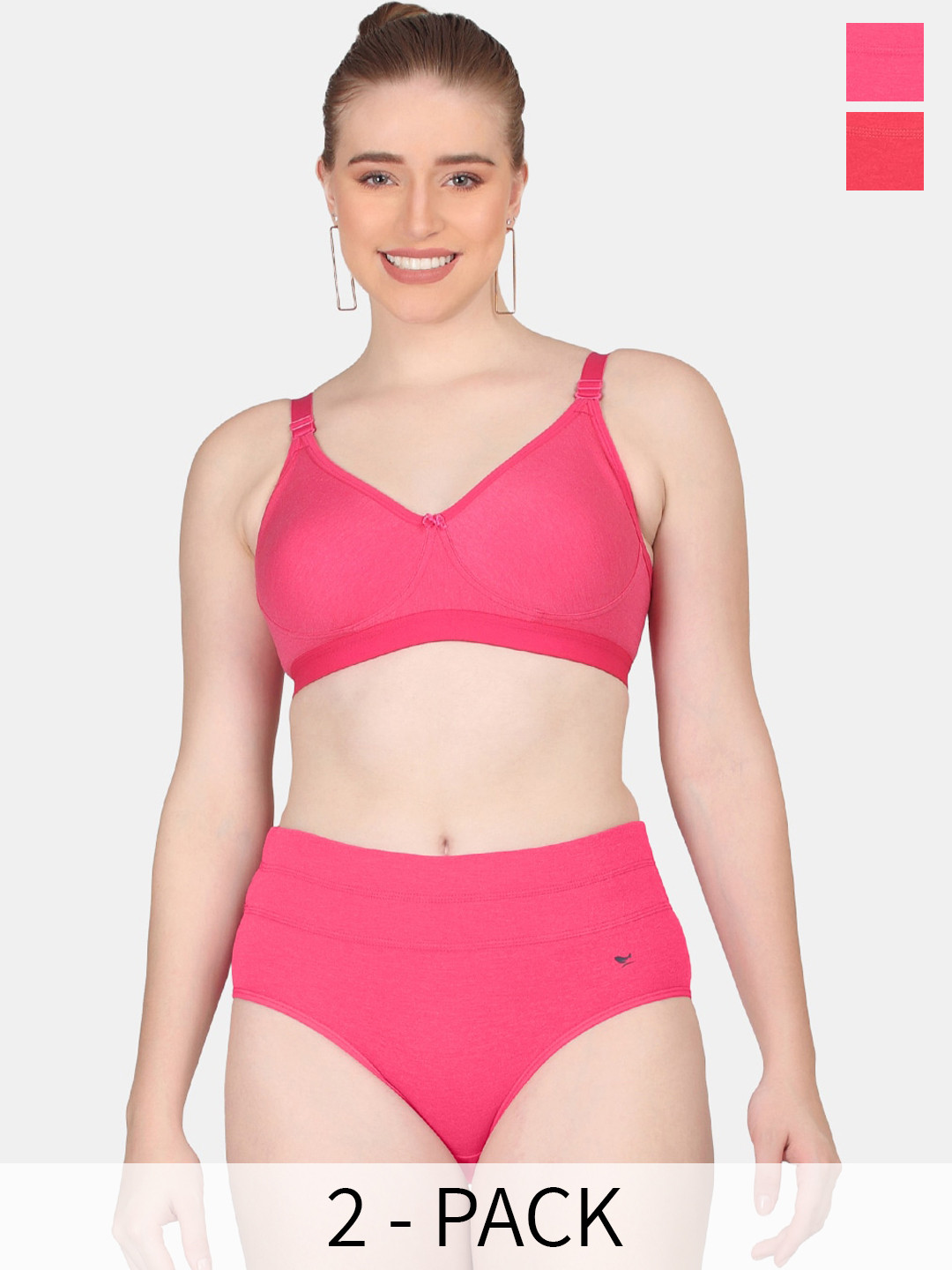 

POOJA RAGENEE Pack Of 2 Cotton Non-Padded Lingerie Set, Red