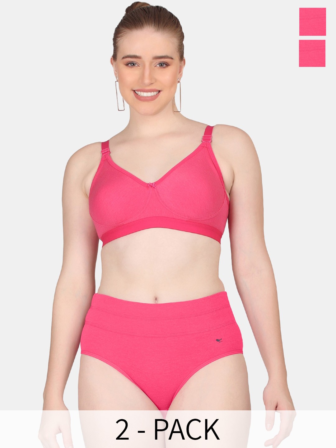 

POOJA RAGENEE Pack Of 2 Cotton Lingerie Set, Pink