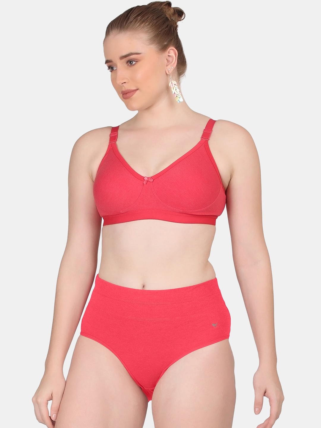 

POOJA RAGENEE Non Padded Free Wired Comfortable Cotton Lingerie Set, Red