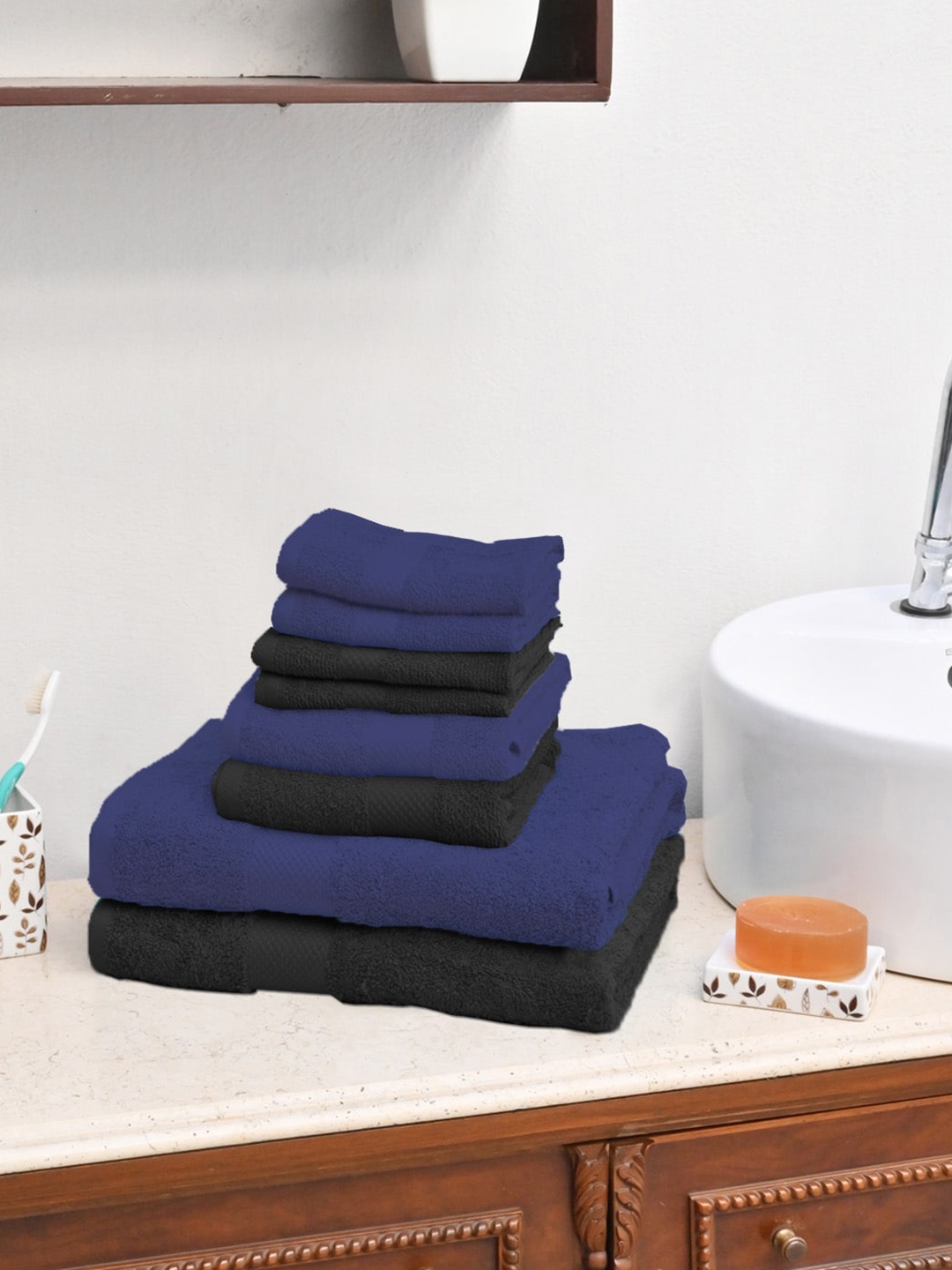 

AVI Living Black 8 Pieces Pure Cotton Towel Set 500 GSM