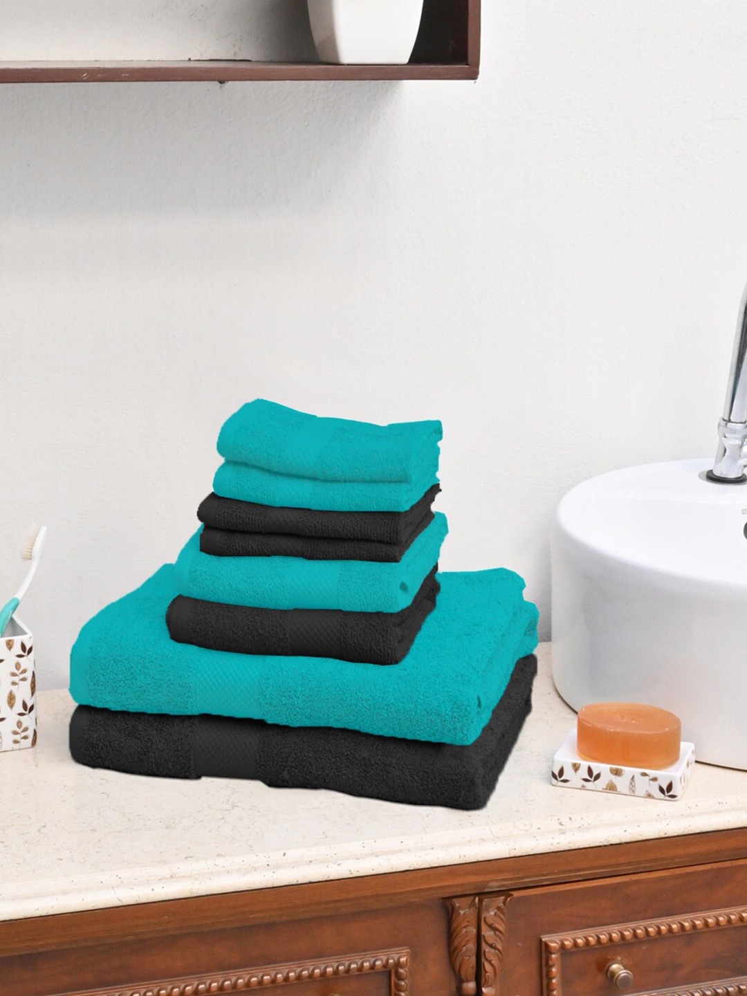 

AVI Living 8 Pieces Black Pure Cotton Towel Set