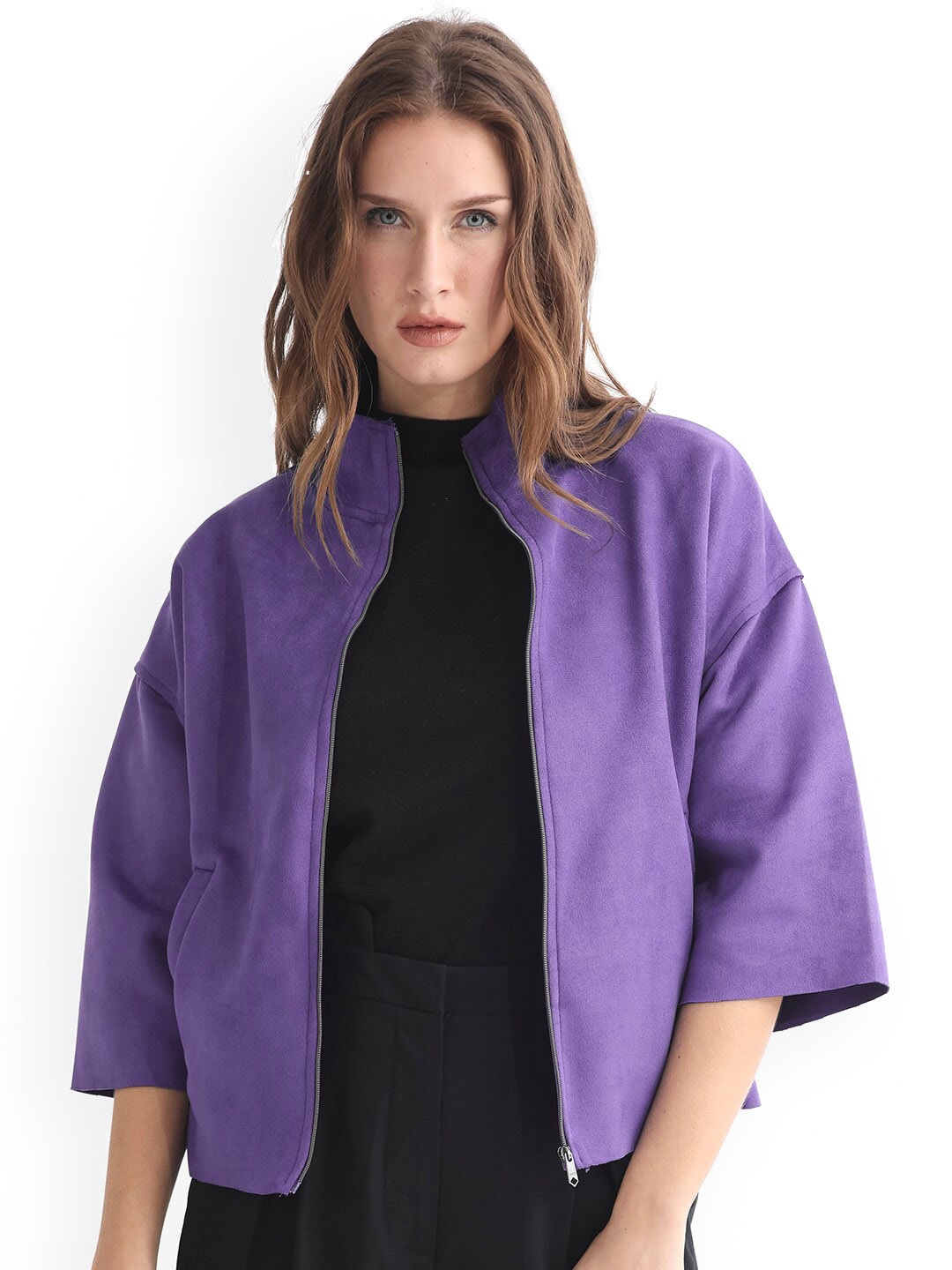 

RAREISM Mock Collar Tailored Jacket, Purple