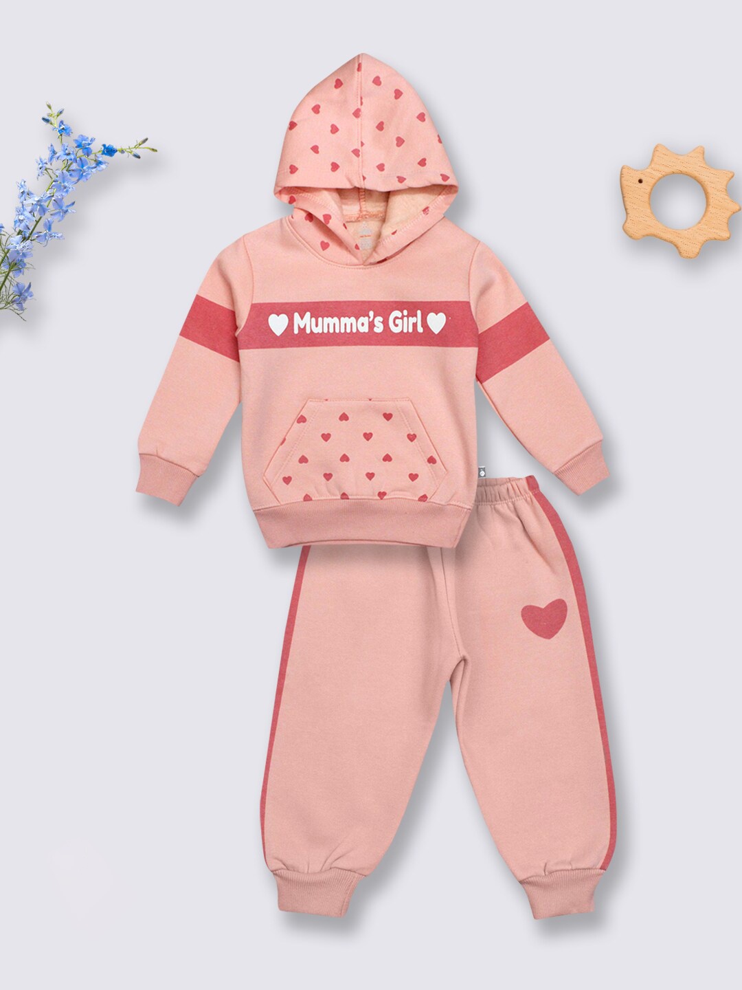 

Moms Love Infants Girls Printed Top With Trousers, Pink