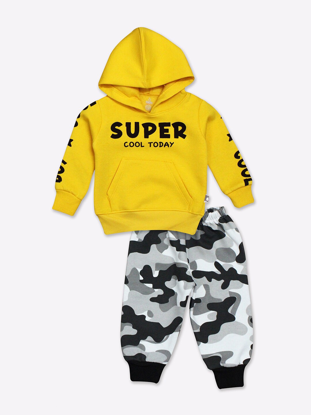 

Moms Love Infants Boys Typographic Printed T-shirt With Trousers, Yellow