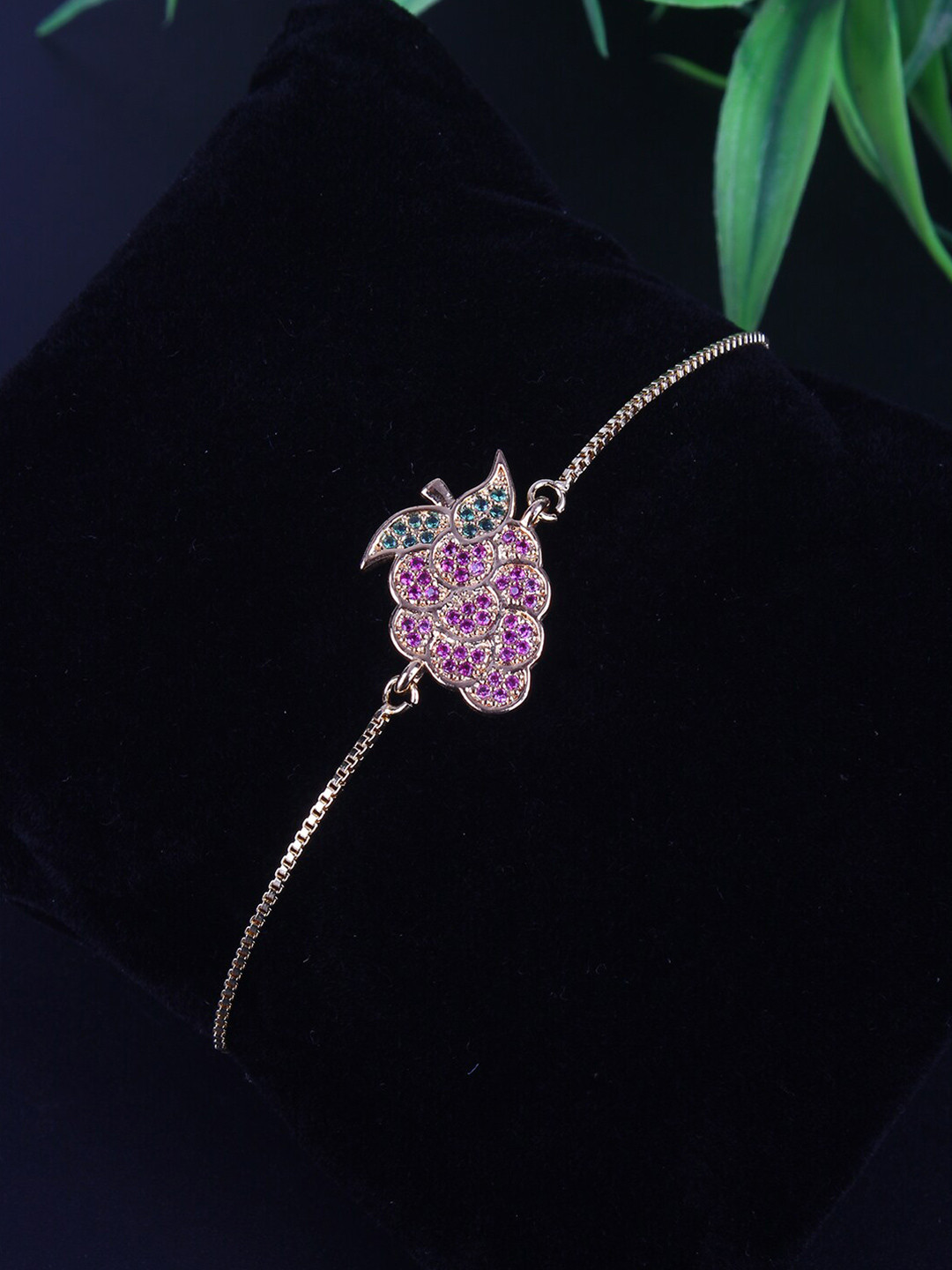 

Stylecast X KPOP Gold-Plated Cubic Zirconia Studded Charm Bracelet