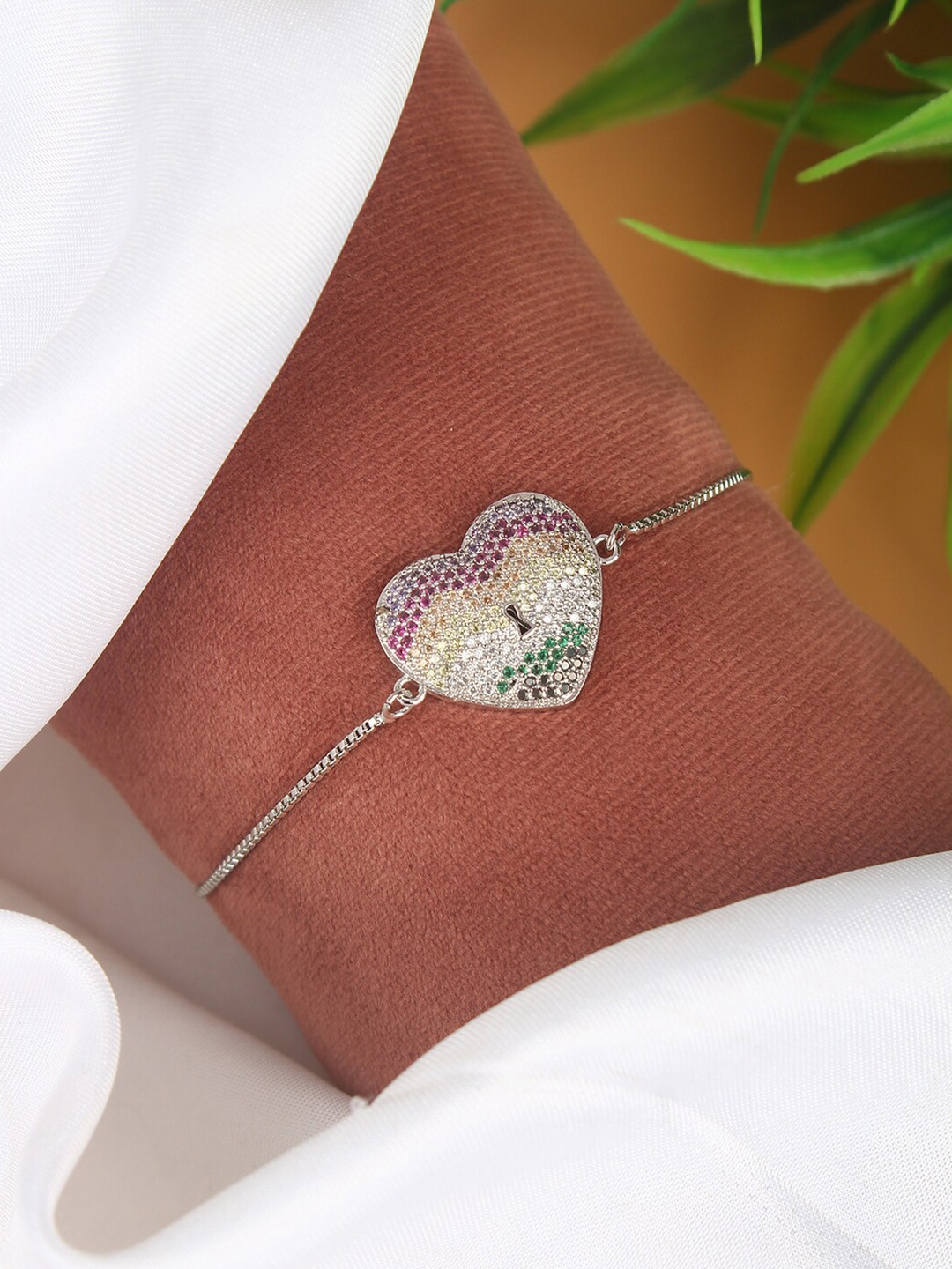 

Stylecast X KPOP Silver-Plated Cubic Zirconia Studded Charm Bracelet