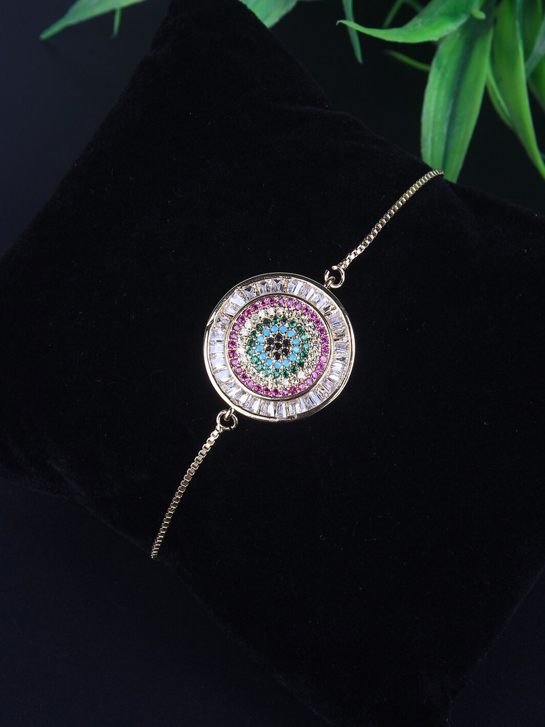 

Stylecast X KPOP Women Gold-Plated Cubic Zirconia Charm Bracelet