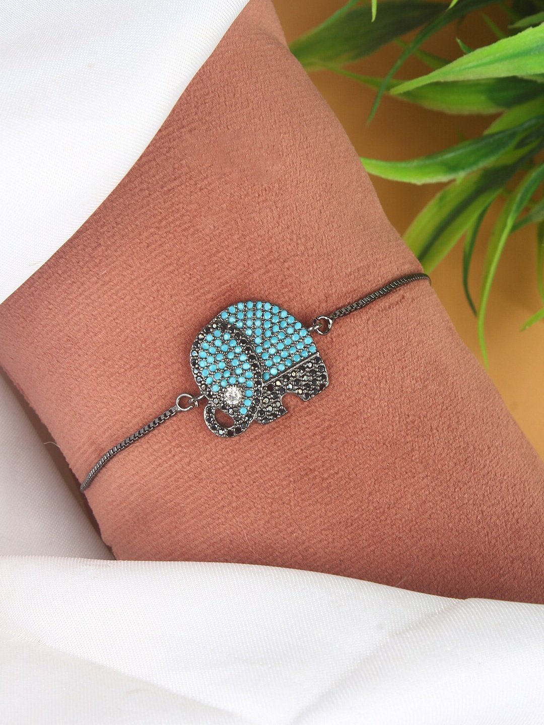 

Stylecast X KPOP Black & Blue Brass-Plated Cubic Zirconia-Studded Charm Bracelet