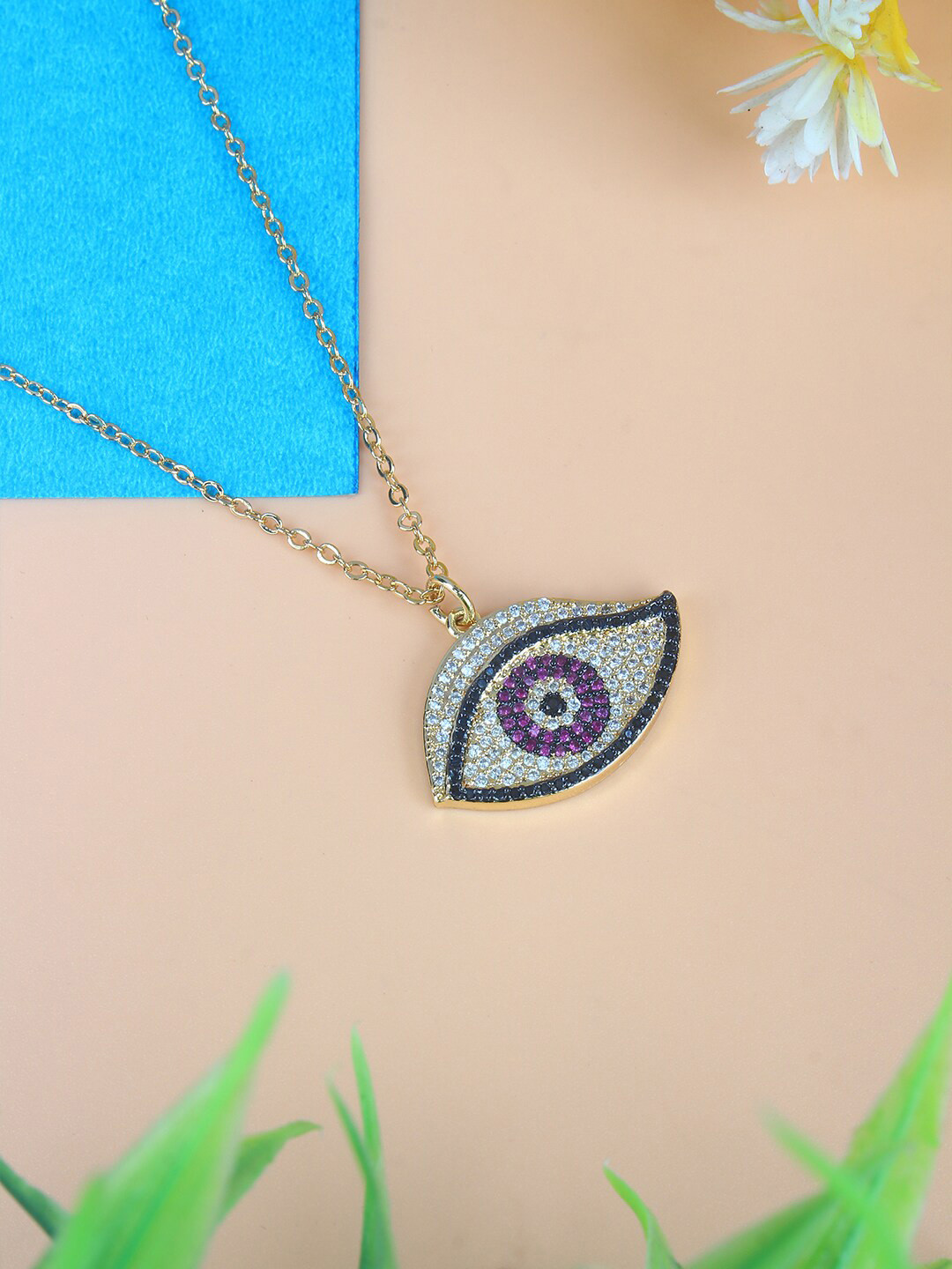 

Stylecast X KPOP Gold-Plated CZ-Studded Pendant With Chain