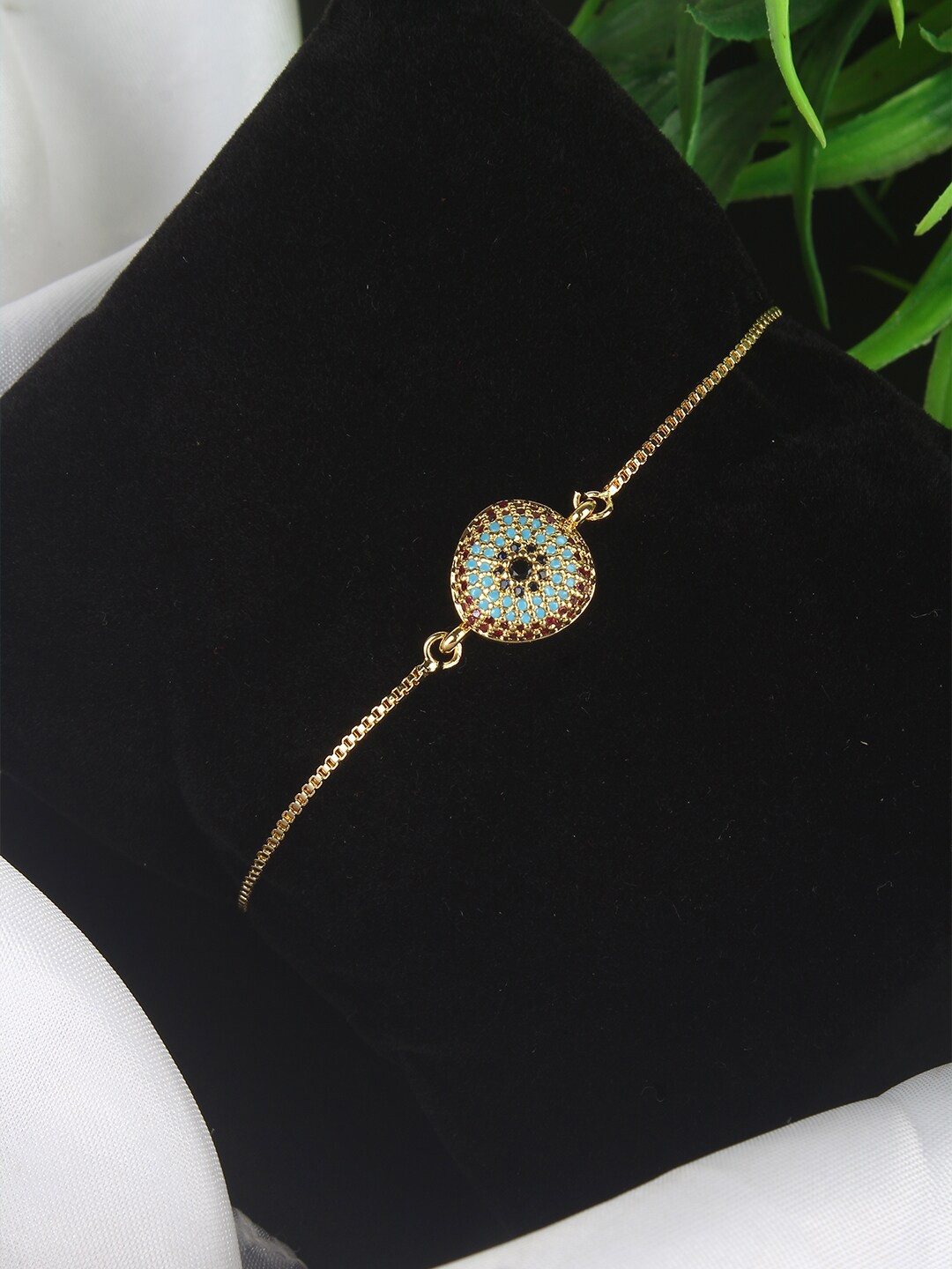

Stylecast X KPOP Gold-Plated Cubic Zirconia Studded Charm Bracelet