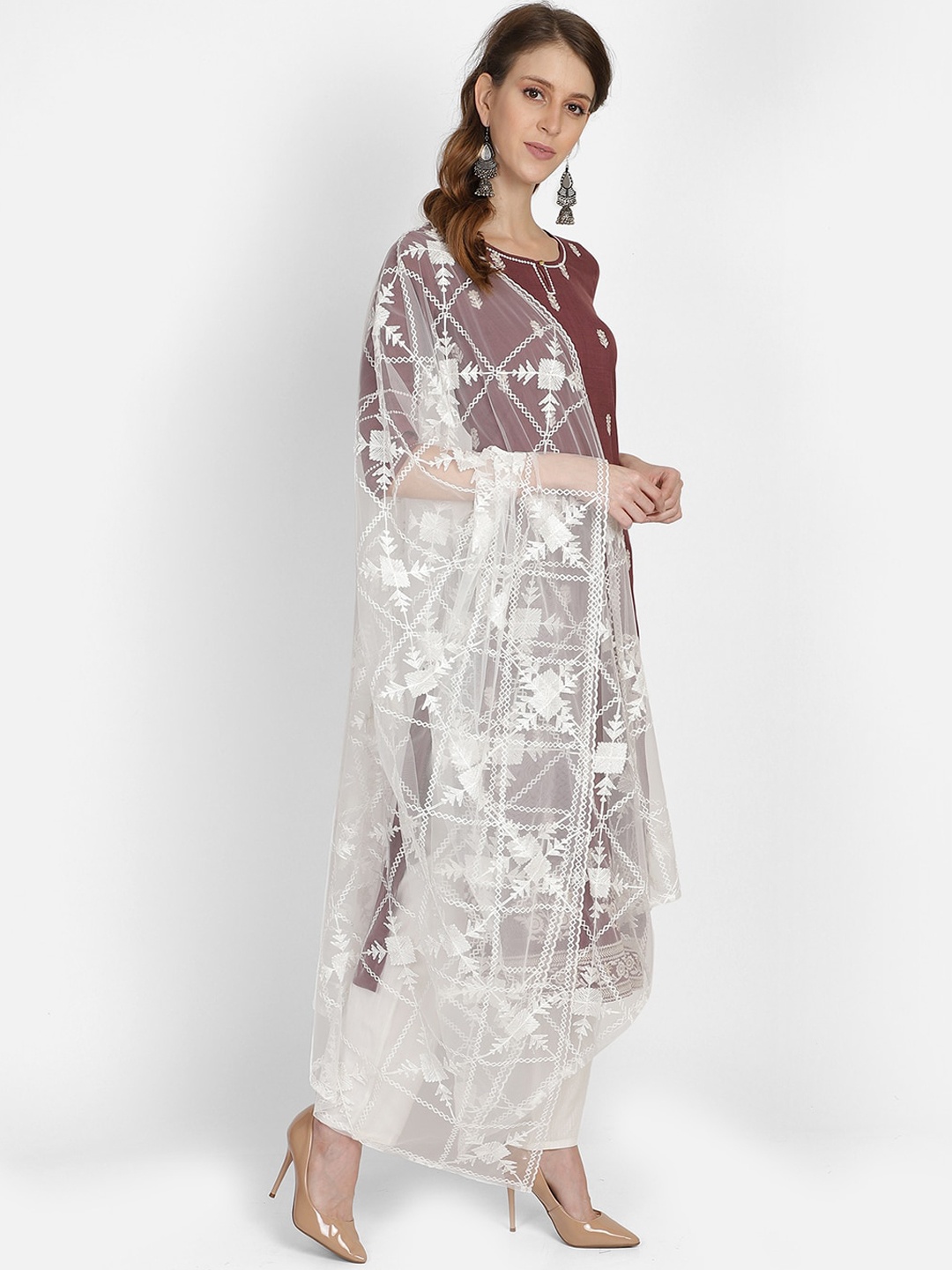 

BAESD Ethnic Embroidered Round Neck Straight Kurta With Salwar & Dupatta, Violet