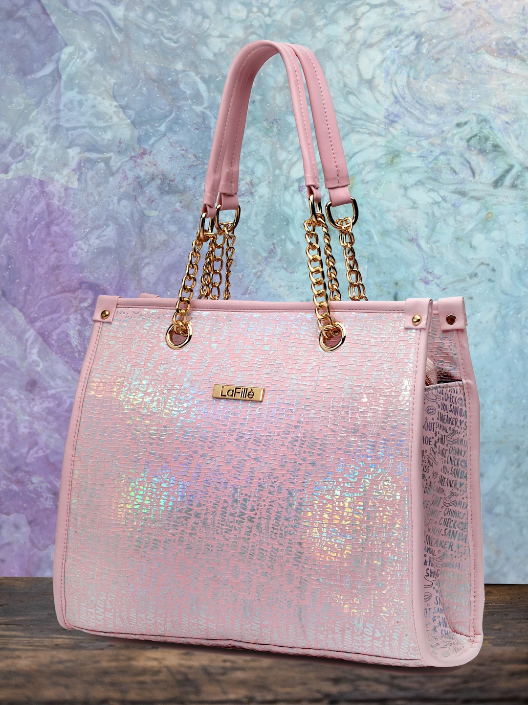 

LaFille Textured PU Handheld Bag, Pink