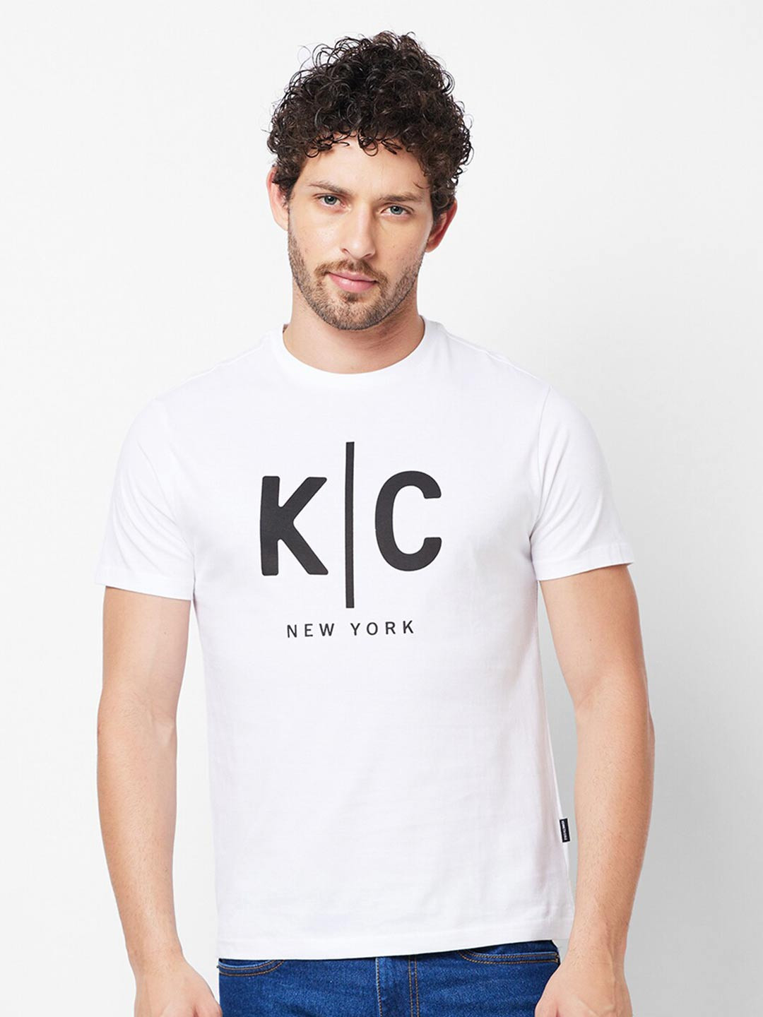 

Kenneth Cole Brand Logo Printed Pure Cotton Slim Fit T-shirt, White