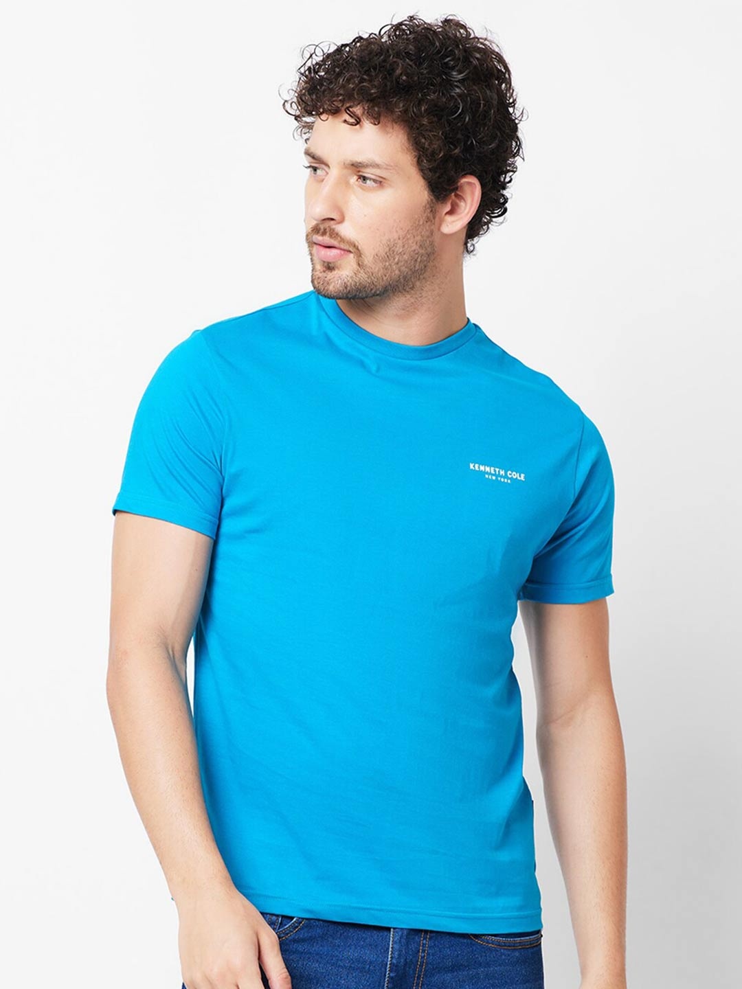 Kenneth Cole Pure Cotton Slim Fit T-shirt, Blue