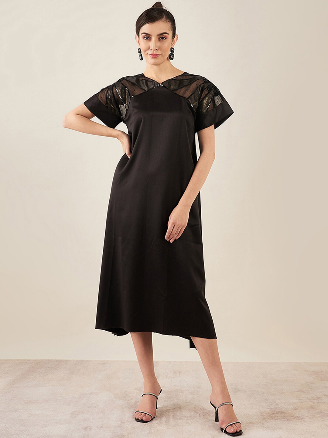 

First Resort by Ramola Bachchan Embellished Made to Measure A-Line Dress, Black