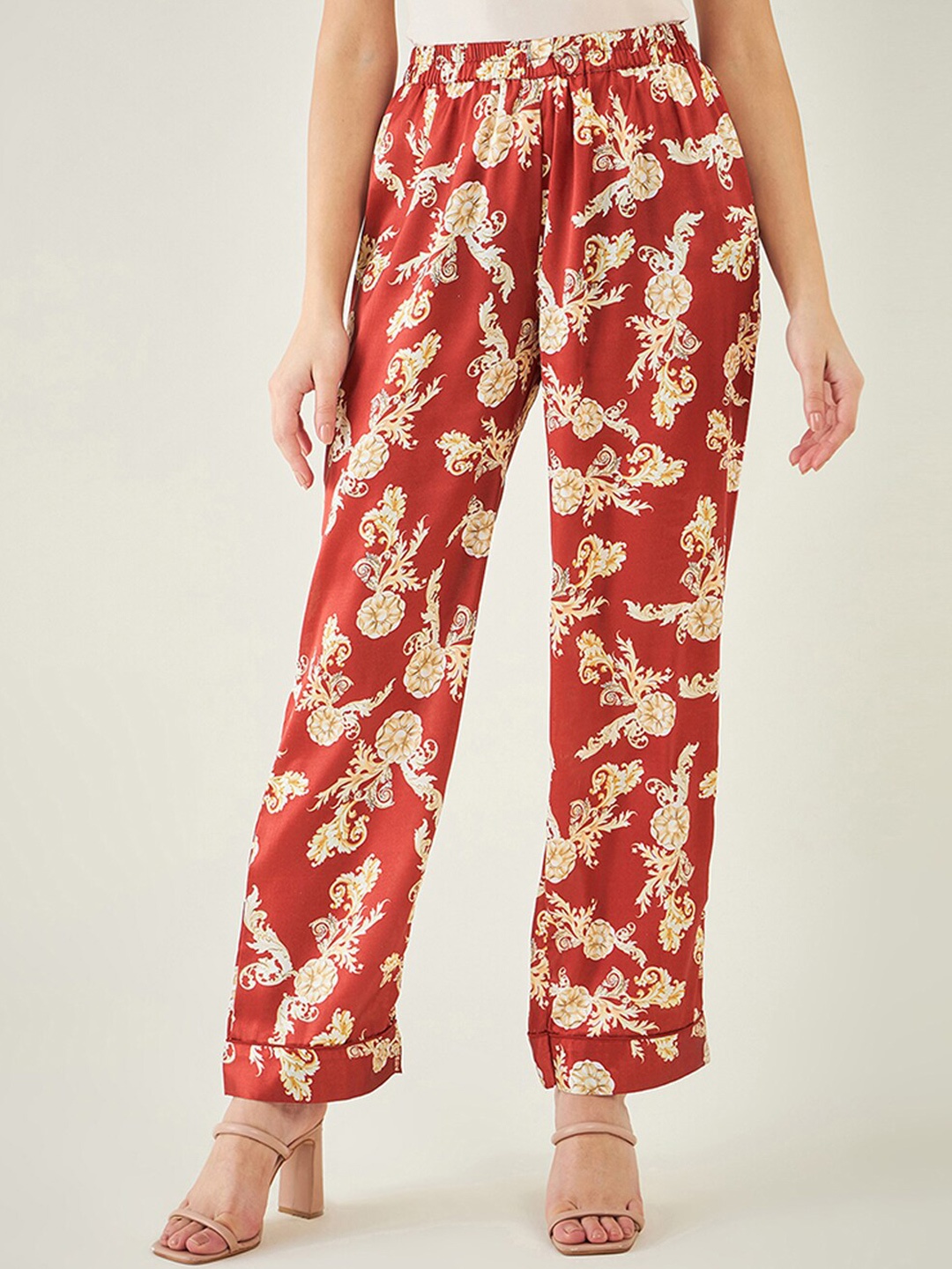 

First Resort by Ramola Bachchan Women Mid-Rise Printed Palazzos, Red