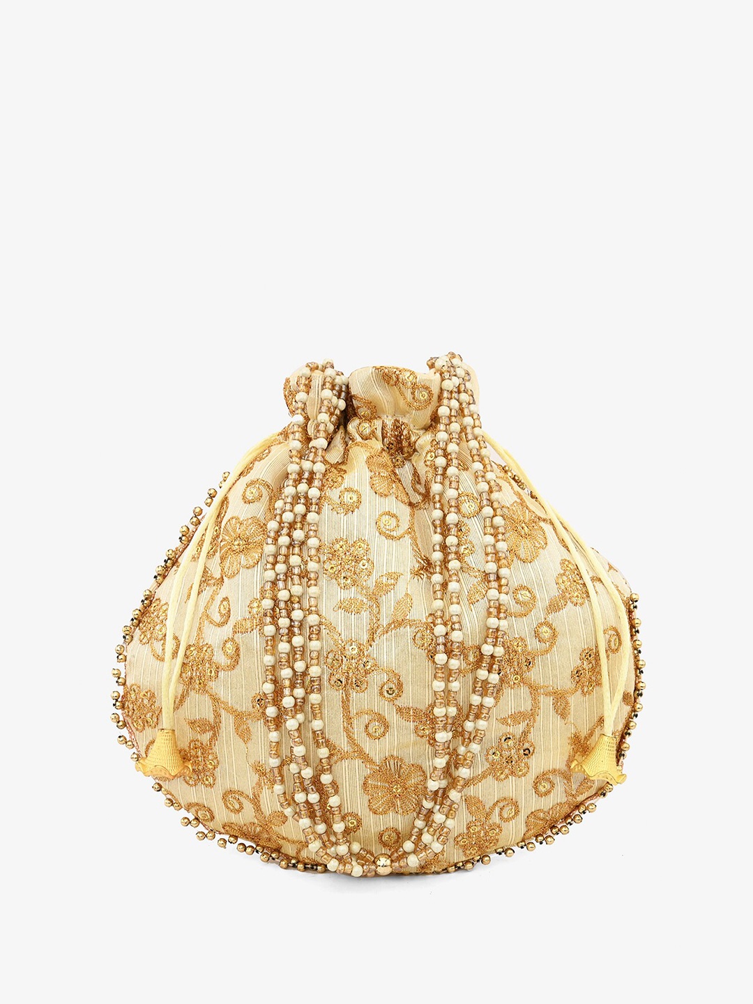 

gaura pakhi Embroidered Potli Clutch, Beige