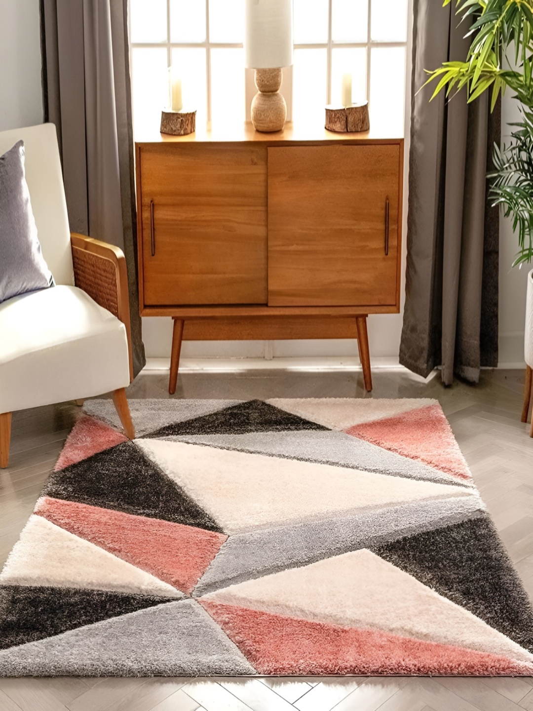 

Shopgallery Pink & Cream Geometric Carpet