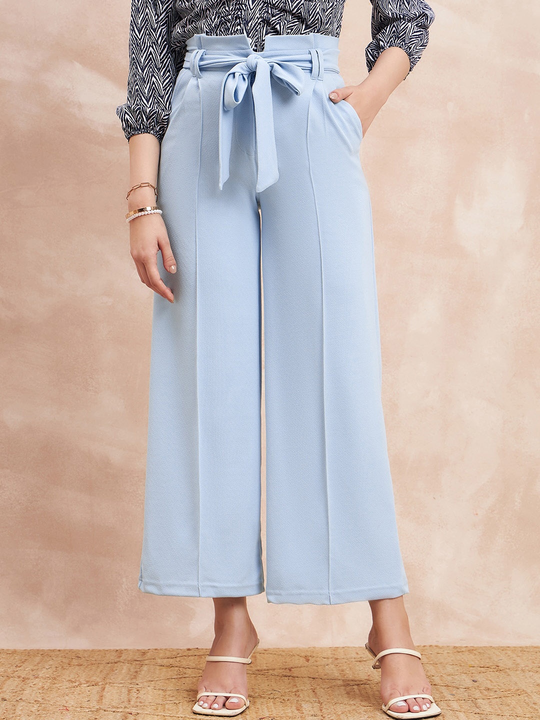 

all about you Women Blue Comfort Flared High-Rise Parallel Trousers