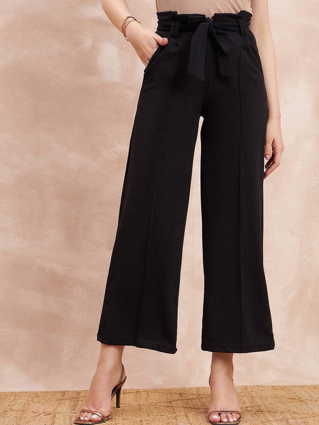 

all about you Women Comfort Flared High-Rise Trousers, Black