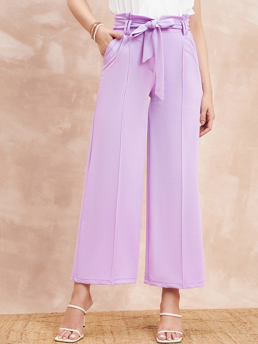 

all about you Women Comfort Flared High-Rise Trousers, Lavender
