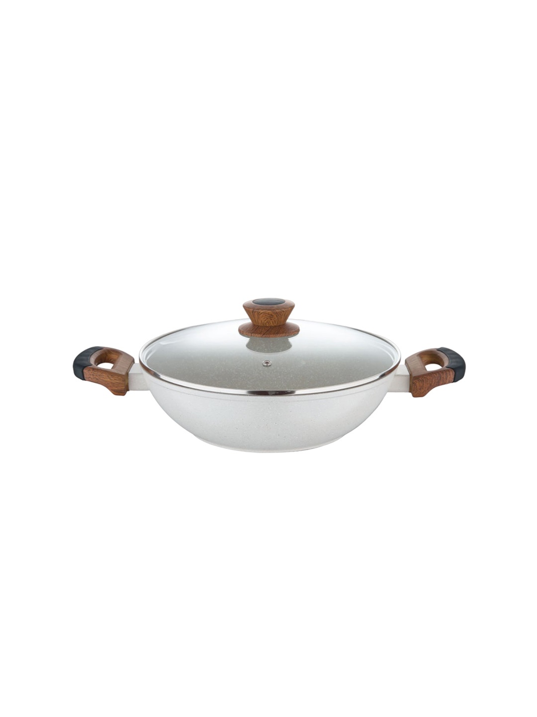 

BERGNER Naturally Forged Induction Bottom Aluminum Non-Stick Kadai with Lid(2 L), White