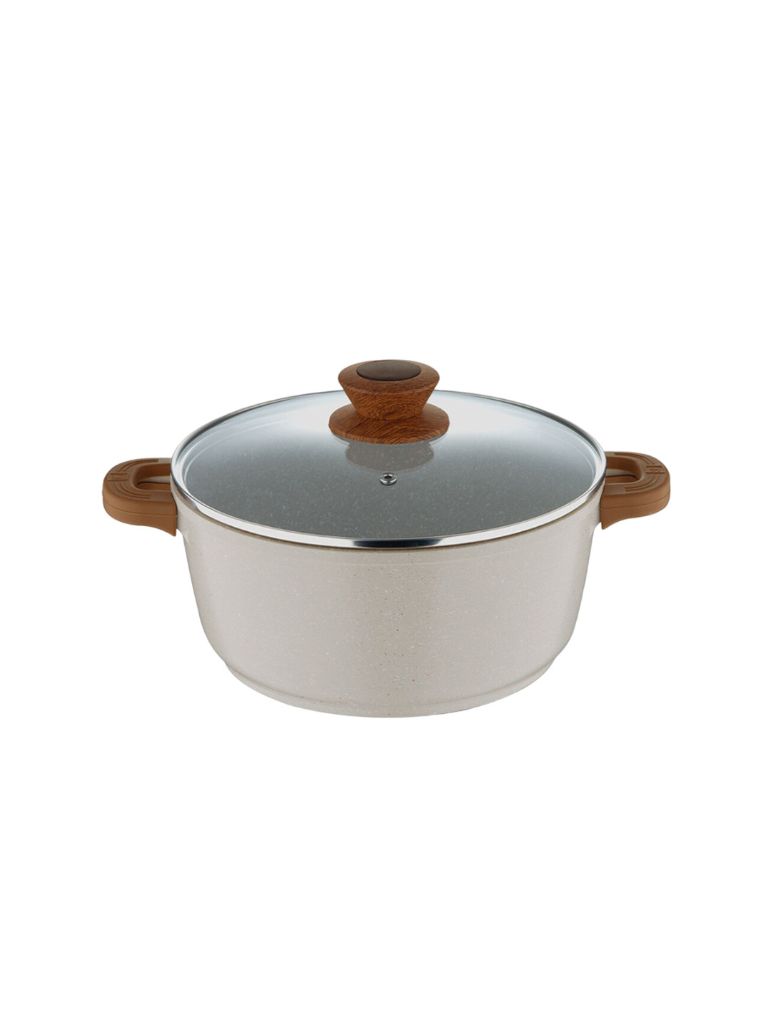 

Bergner Naturally Cast Aluminum 20cm (2.2L) Marble Coating Casserole with Glass Lid, White