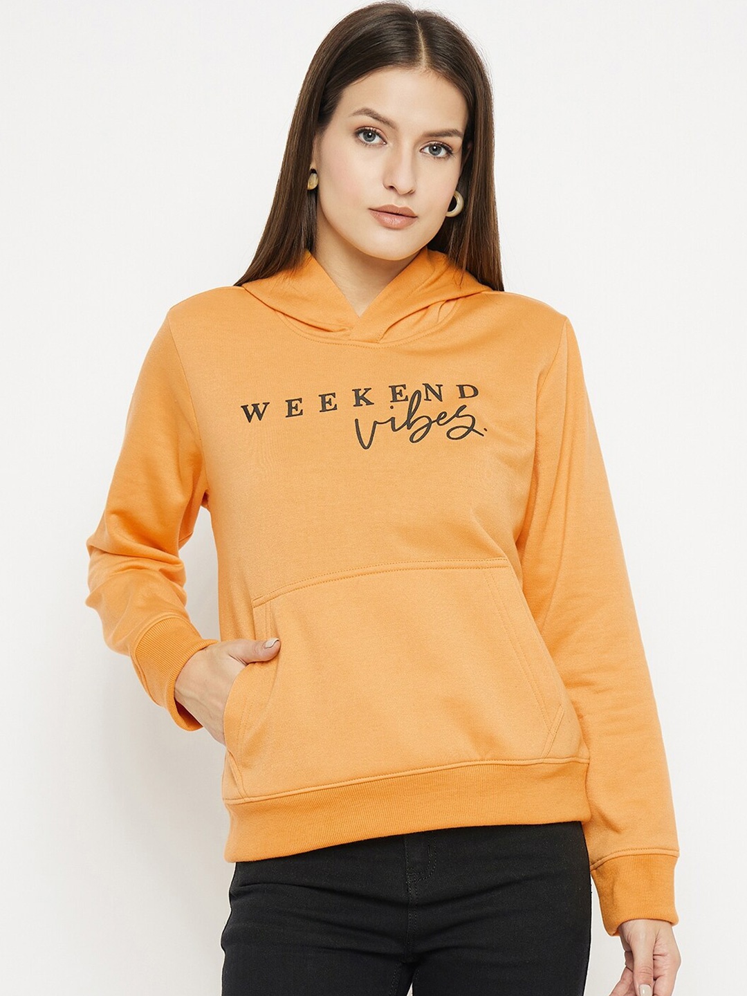 

STROP Typography Printed Hooded Pullover, Mustard