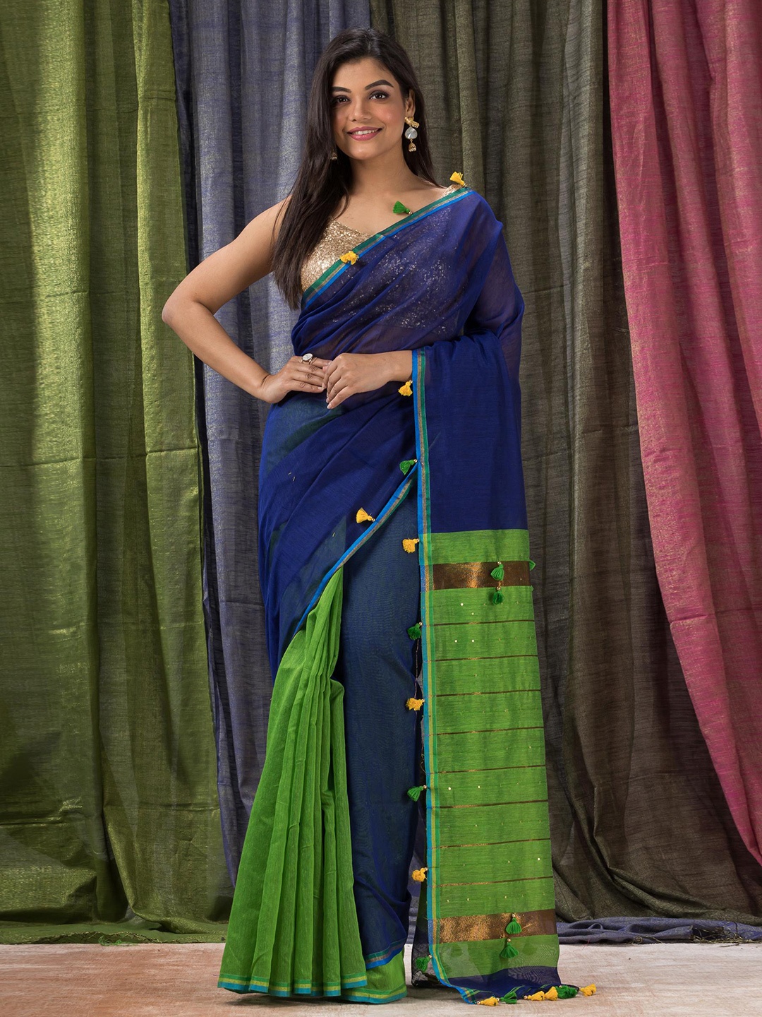 

Angoshobha Woven Design Zari Saree, Blue