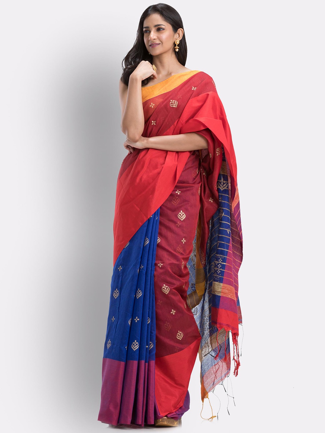 

Angoshobha Ethnic Motifs Woven Design Saree, Blue