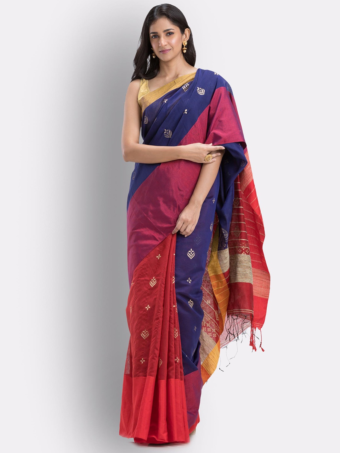 

Angoshobha Ethnic Motifs Woven Design Saree, Blue