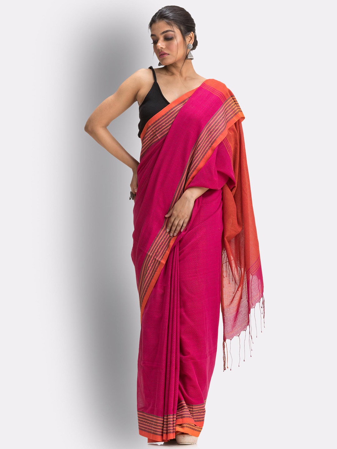 

Angoshobha Pure Cotton Saree, Pink