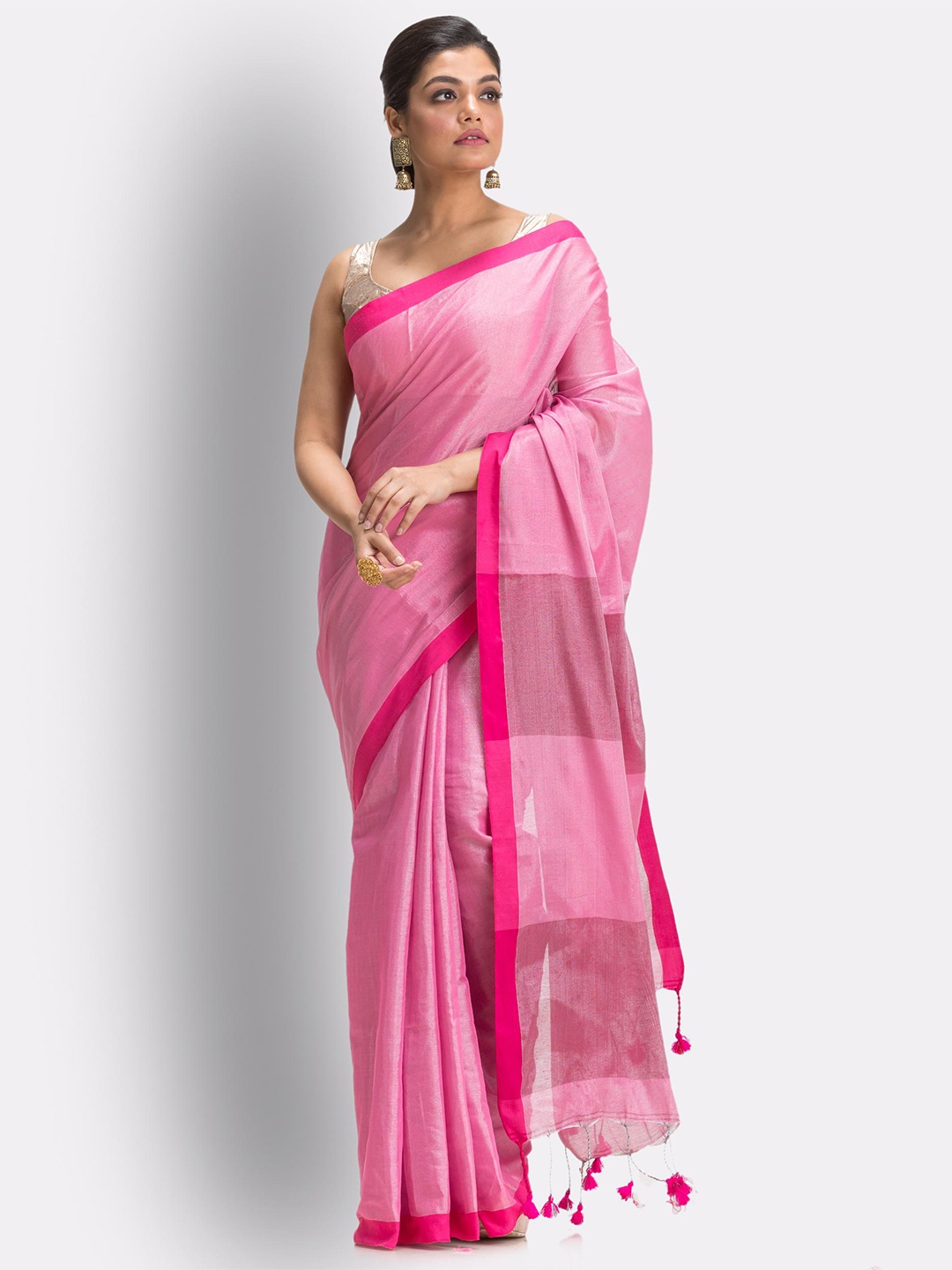 

Angoshobha Pure Cotton Saree, Pink