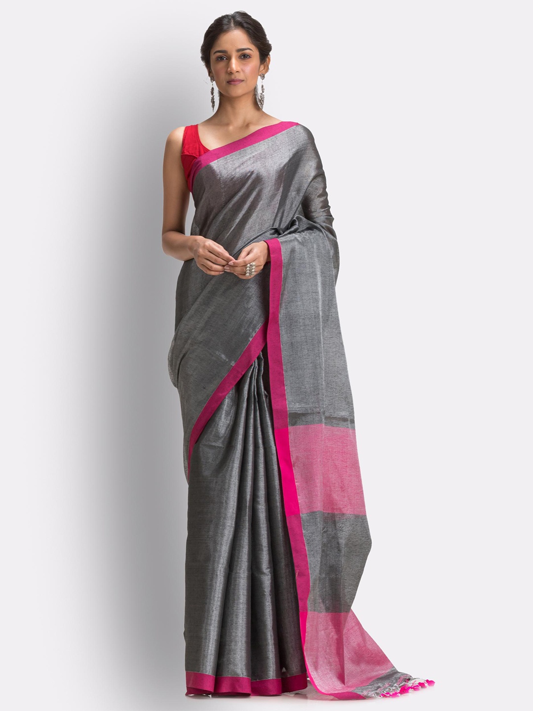 

Angoshobha Pure Cotton Saree, Grey