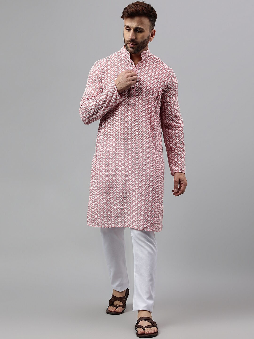 

Hangup Pink Sequin Chifley Regular Kurta with Pyjamas