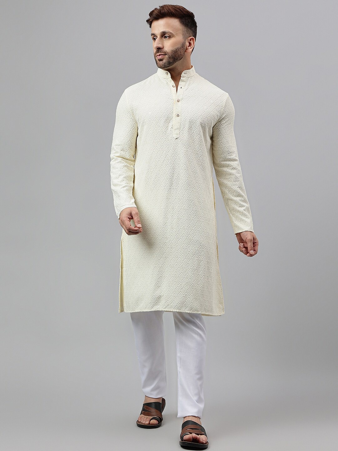 

hangup trend Regular Kurta with Pyjamas, Cream