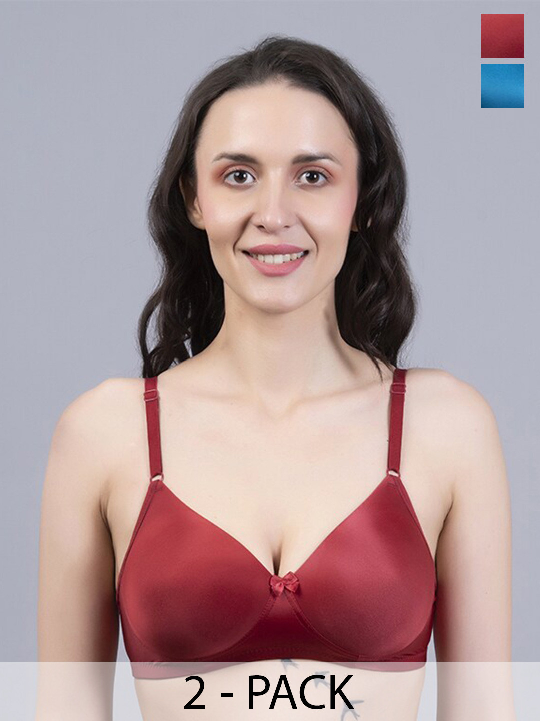 

Herryqeal Pack Of 2 Medium Coverage Lightly Padded Everyday Bra With All Day Comfort, Brown