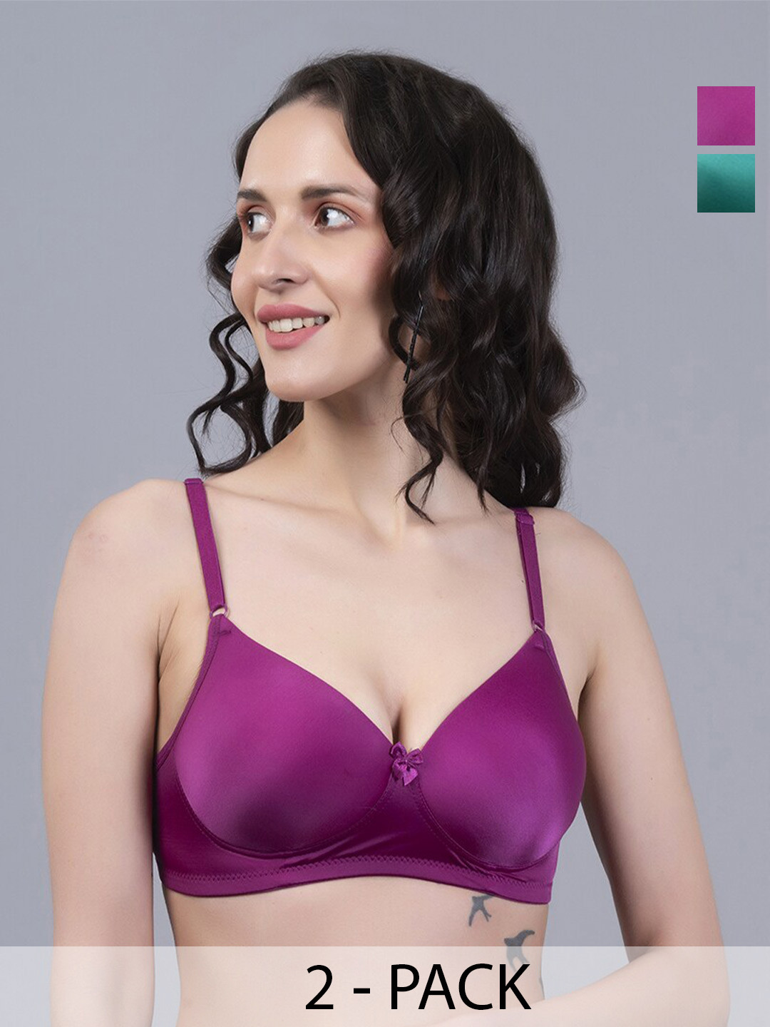 

Herryqeal Pack Of 2 Medium Coverage Lightly Padded Everyday Bra With All Day Comfort, Green