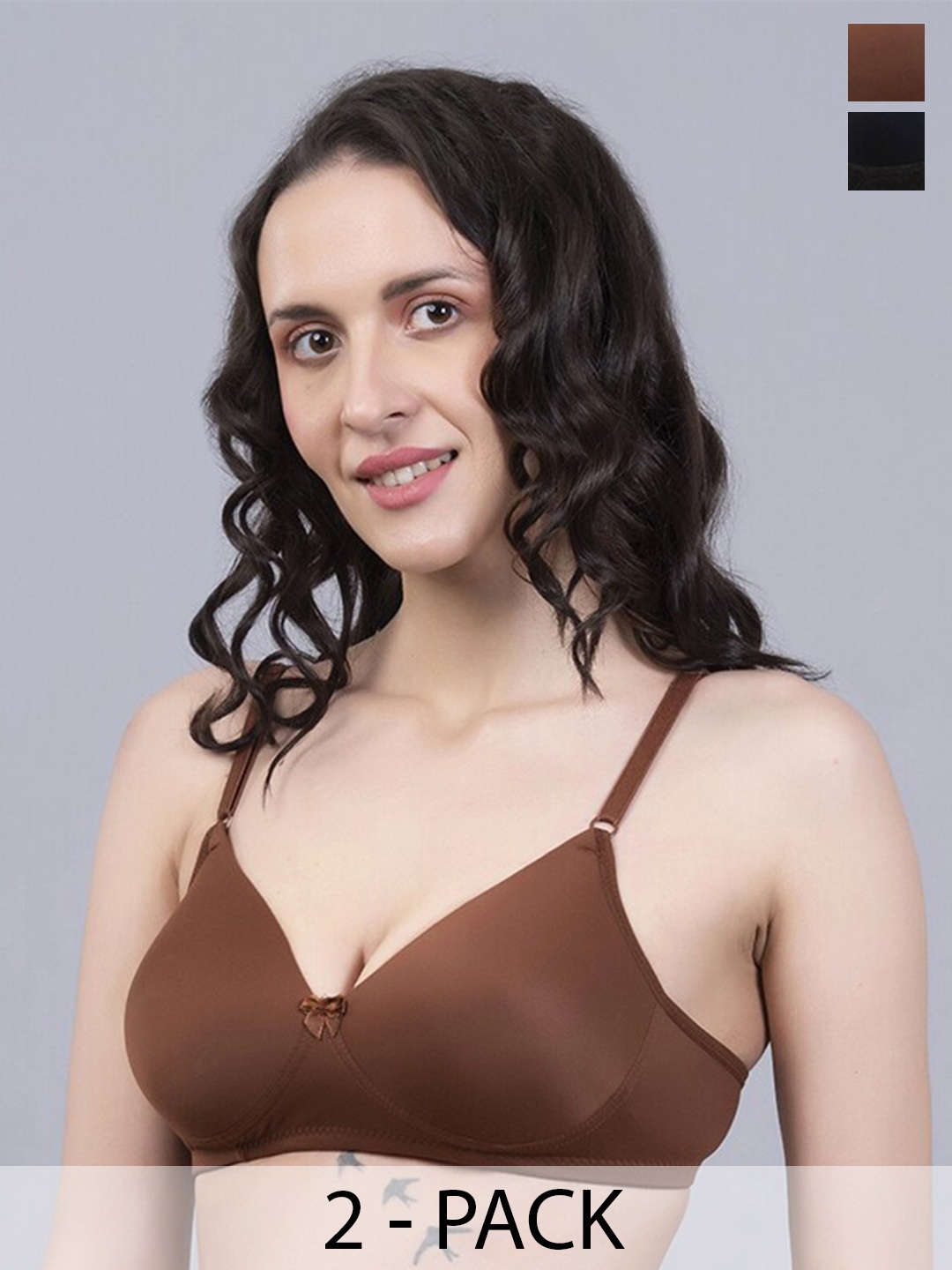 

Herryqeal Pack Of 2 Full Coverage Lightly Padded Everyday Bra With All Day Comfort, Black